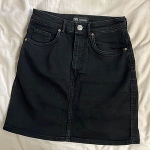 Zara black denim skirt